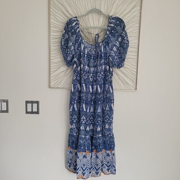 Knox Rose Woman’s Blue Surfs Up Maxi Dress Tribal Print Size Large - Picture 5 of 9